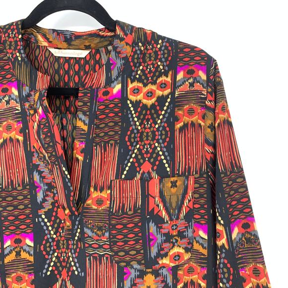 Soft Surroundings Tunic Top Women's Size M Aztec Print Long Sleeve Multicolor - Picture 3 of 8
